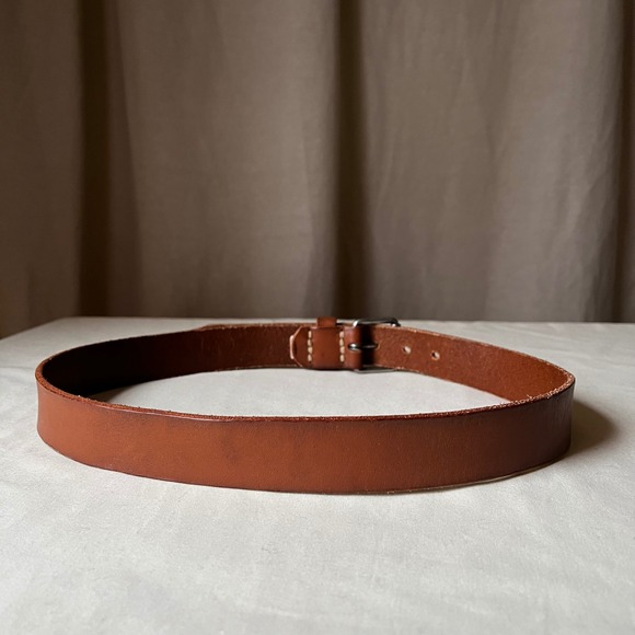J.Crew Women's Tan Leather Belt 1.25" Classic Brown Minimalist Size 30 - Picture 3 of 6